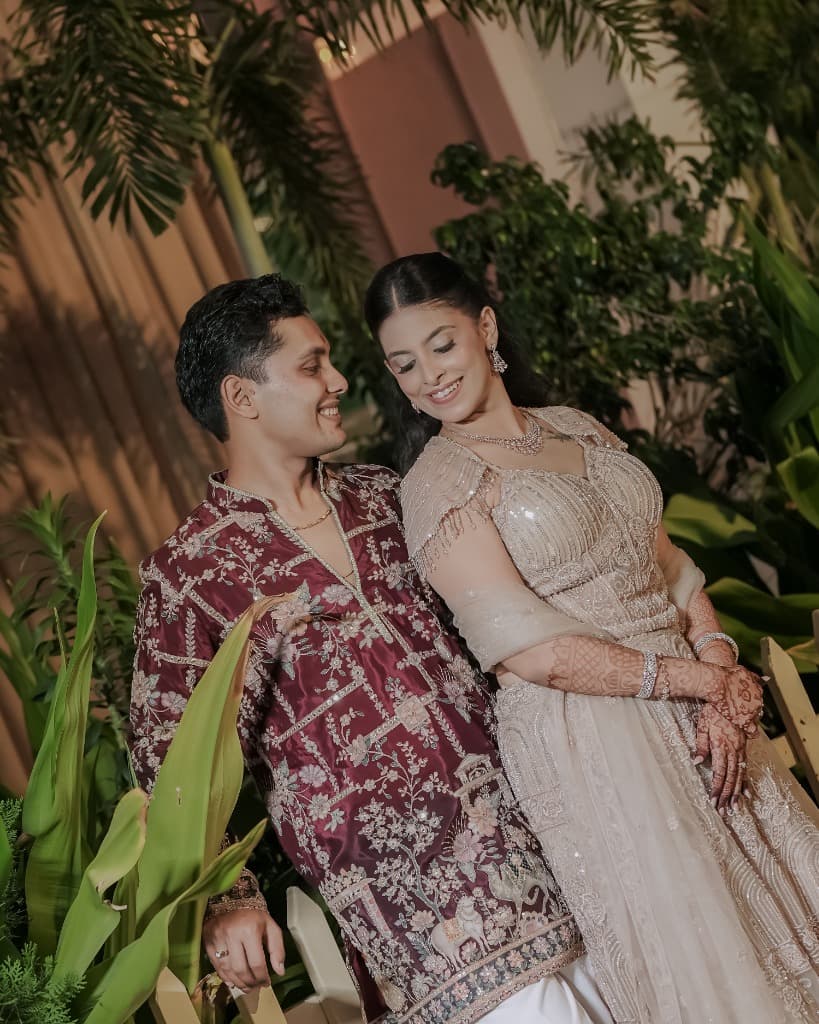 Intimate engagement portrait of couple celebrating their special moment